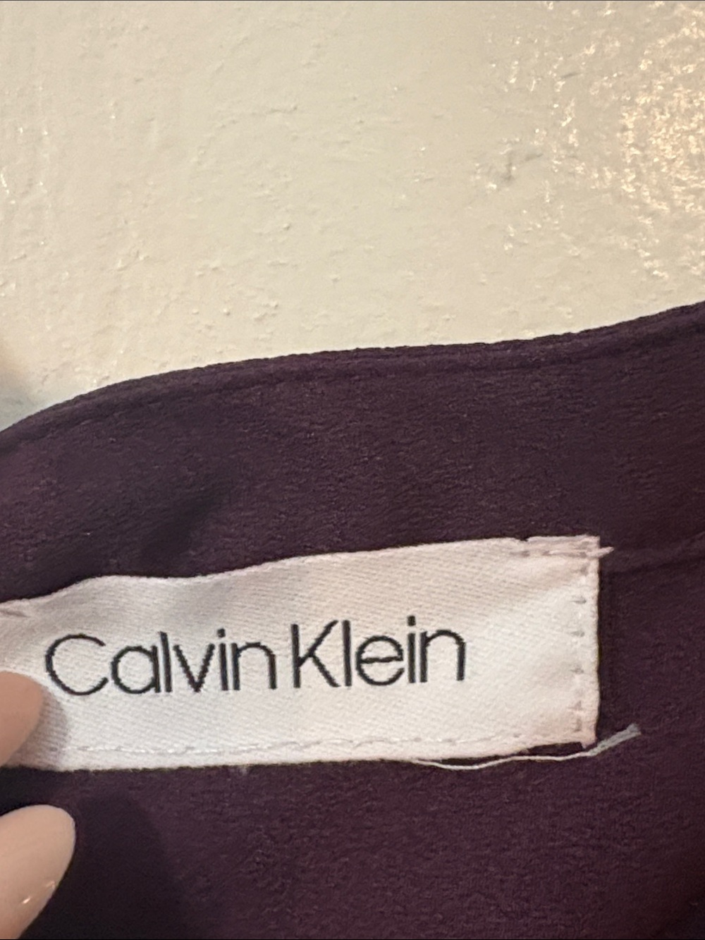 Calvin Klein Deep Plum Button-Front Blouse with Gold Zippers - Picture 2 of 5